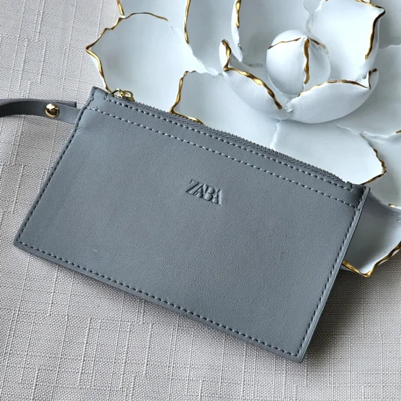 Zara Small Gray Skinny Wristlet Women's Coin Wallet - Picture 5 of 10